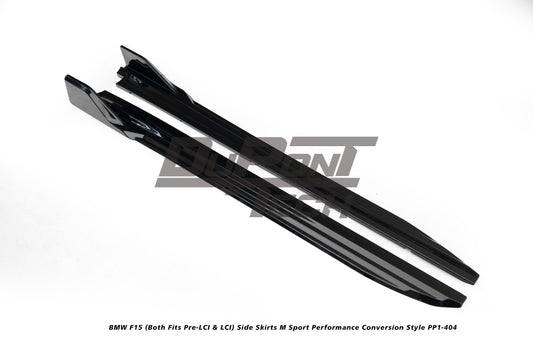 BMW X5 M50d xDrive50i eDrive (with M-package rocker panel) F15 (Both Fits Pre-LCI & LCI) 2014 2015 2016 2017 2018 with Aftermarket Parts - M Sport Performance Conversion Style Side Skirts ABS from DuPont Tech