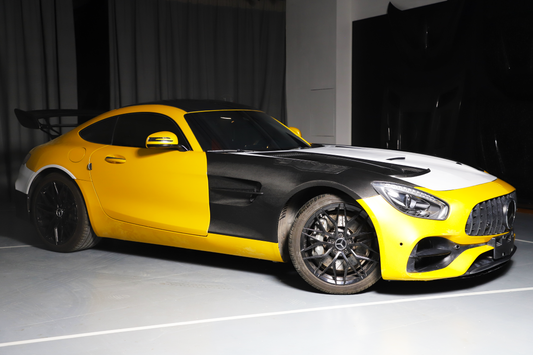 Mercedes Benz AMG GT GTS GTC GTR Pro C190 2016 2017 2018 2019 2020 2021 with Aftermarket Parts - Black Series Conversion Style Front Fenders Dry Pre-preg Carbon Fiber from DuPont Tech