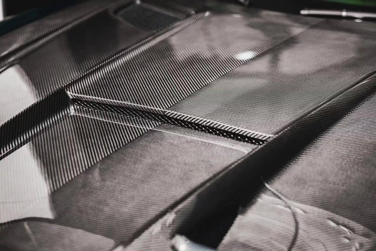 Mercedes Benz AMG GT GTS GTC GTR Pro C190 2016 2017 2018 2019 2020 2021 with Aftermarket Parts - Black Series Conversion Style Hood PP Polypropylene / Dry Pre-preg Carbon Fiber from DuPont Tech