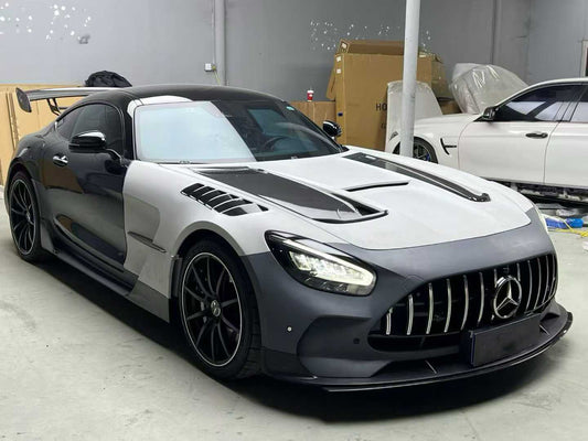 Mercedes Benz AMG GT GTS GTC GTR Pro C190 2016 2017 2018 2019 2020 2021 with Aftermarket Parts - Front Bumper & Lip PP Polypropylene / Dry Pre-preg Carbon Fiber from DuPont Tech