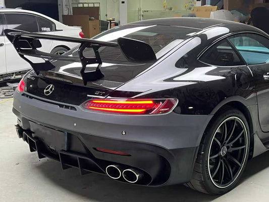 Mercedes Benz AMG GT GTS C190 2016 2017 2018 2019 2020 2021 with Aftermarket Parts - Black Series Conversion Style Rear Bumper & Diffuser PP Polypropylene / Dry Pre-preg Carbon Fiber from DuPont Tech