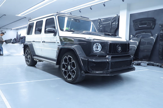Mercedes Benz G-Class G63 AMG G550 W463A W464 2019 2020 2021 2022 2023 2024 with Aftermarket Parts - BRBS B900 Style Front Grill Surround Overlay Dry Pre-preg Carbon Fiber from DuPont Tech