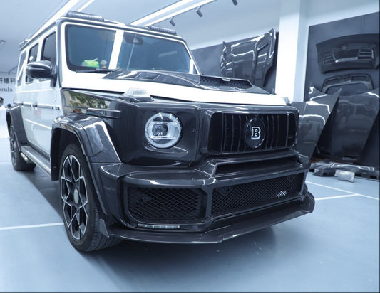 Mercedes Benz G-Class G63 AMG G550 W463A W464 2019 2020 2021 2022 2023 2024 with Aftermarket Parts - BRBS B900 Style Front Grill Surround Overlay Dry Pre-preg Carbon Fiber from DuPont Tech