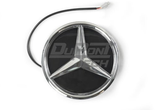 Mercedes Benz CLA-Class CLA45 AMG CLA250 C117 2014–2019 with Aftermarket Parts - V2 Silver Chrome Mercedes Benz Light Up Emblem Illuminated Star Light ABS from DuPont Tech