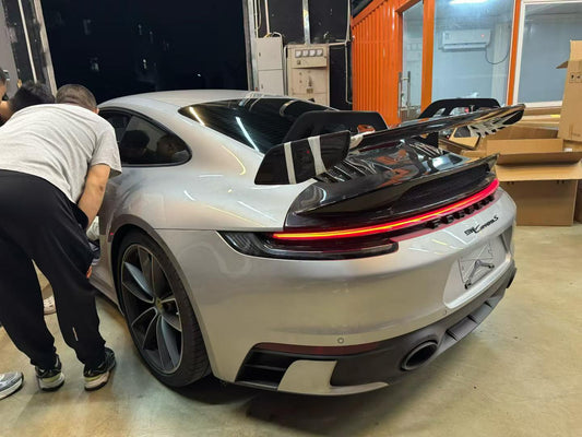Porsche 911 992.1 Carerra Base/S/T/4/4S/4S/GTS/Turbo/Turbo S 2020 2021 2022 2023 2024 & 911 992.2 Carerra Base/S/T/4/4S/GTS/Turbo/Turbo S 2025-ON with Aftermarket Parts - GT3 V1 Style Rear Wing Dry Pre-preg Carbon Fiber from DuPont Tech