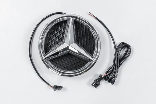 Mercedes Benz E-Class E63 E63S AMG E550 E400 E350 W212 Facelift 2014 2015 2016 with Aftermarket Parts - V1 Silver Chrome Mercedes Benz Light Up Emblem Illuminated Star Light ABS from DuPont Tech