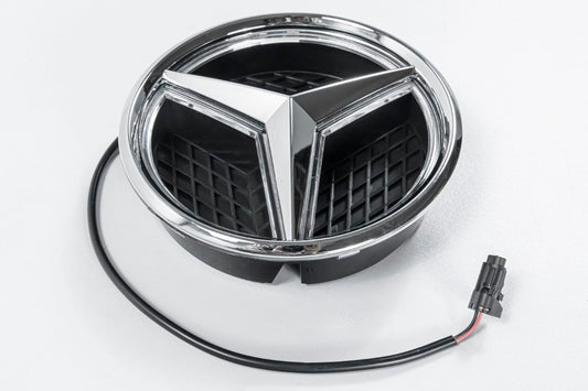 Mercedes Benz E-Class E63 E63S AMG E550 E400 E350 W212 Facelift 2014 2015 2016 with Aftermarket Parts - V1 Silver Chrome Mercedes Benz Light Up Emblem Illuminated Star Light ABS from DuPont Tech