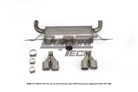 BMW X5 xDrive50i eDrive F15 (Both Fits Pre-LCI & LCI) 2014 2015 2016 2017 2018 with Aftermarket Parts - X5M Conversion Upgrade Style Exhaust Tips Stainless Steel from DuPont Tech
