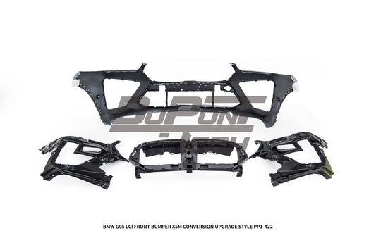 BMW X5 M60i s/x Drive 40i xDrive 50e G05 LCI 2024-ON with Aftermarket Parts - X5M Conversion Upgrade Style Front Bumper PP Polypropylene from DuPont Tech
