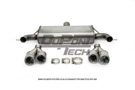 BMW X6 M50d xDrive50i s/xDrive35i xDrive40d xDrive30d F16 (Both Fits Pre-LCI & LCI) 2015 2016 2017 2018 2019 with Aftermarket Parts - X6M Style Exhaust Tips Stainless Steel from DuPont Tech