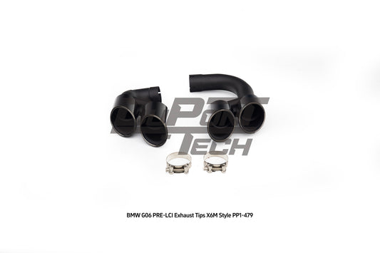 BMW X6 M50i x/s Drive40i G06 Pre-LCI 2020 2021 2022 2023 with Aftermarket Parts - X6M Style Exhaust Tips Stainless Steel from DuPont Tech