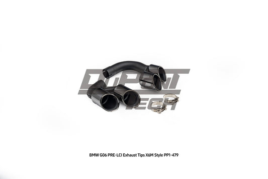 BMW X6 M50i x/s Drive40i G06 Pre-LCI 2020 2021 2022 2023 with Aftermarket Parts - X6M Style Exhaust Tips Stainless Steel from DuPont Tech