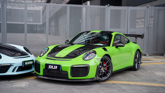 Porsche 991.1 Carrera Base/S/T/4/4S/Targa 4/ Targa 4S/GTS/Turbo/Turbo S/GT3/GT3RS 2012 2013 2014 2015 2016 & 991.2 Carrera Base/S/T/4/4S/Targa 4/ Targa 4S/GTS/Turbo/Turbo S 2017 2018 2019 (designed to be installed on DuPont Tech GT2RS conversion front bumper ONLY) with Aftermarket Parts - GT2RS Conversion Style DRL Fog Light Surround Trim Dry Pre-preg Carbon Fiber from Dupont Tech