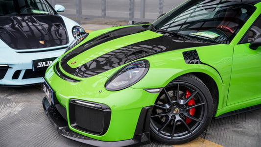 Porsche 991.1 Carrera Base/S/T/4/4S/Targa 4/ Targa 4S/GTS/Turbo/Turbo S/GT3/GT3RS 2012 2013 2014 2015 2016 & 991.2 Carrera Base/S/T/4/4S/Targa 4/ Targa 4S/GTS/Turbo/Turbo S 2017 2018 2019 (designed to be installed on DuPont Tech GT2RS conversion front bumper ONLY) with Aftermarket Parts - GT2 Conversion Style Front Lip Dry Pre-preg Carbon Fiber from Dupont Tech
