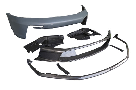 Porsche 911 992.1 Carerra Base/S/T/4/4S/Targa 4/Targa 4S/GTS/GT3/Turbo/Turbo S/ST 2020 2021 2022 2023 2024 & 911 992.2 Carerra Base/S/T/4/4S/Targa 4/Targa 4S/GTS/GT3/Turbo/Turbo S 2025-ON with Aftermarket Parts – GT2RS Conversion Style Front Bumper & Trims PP Polypropylene / Dry Pre-preg Carbon Fiber from Dupont Tech