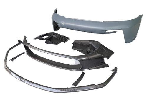 Porsche 911 992.1 Carerra Base/S/T/4/4S/Targa 4/Targa 4S/GTS/GT3/Turbo/Turbo S/ST 2020 2021 2022 2023 2024 & 911 992.2 Carerra Base/S/T/4/4S/Targa 4/Targa 4S/GTS/GT3/Turbo/Turbo S 2025-ON with Aftermarket Parts – GT2RS Conversion Style Front Bumper & Trims PP Polypropylene / Dry Pre-preg Carbon Fiber from Dupont Tech