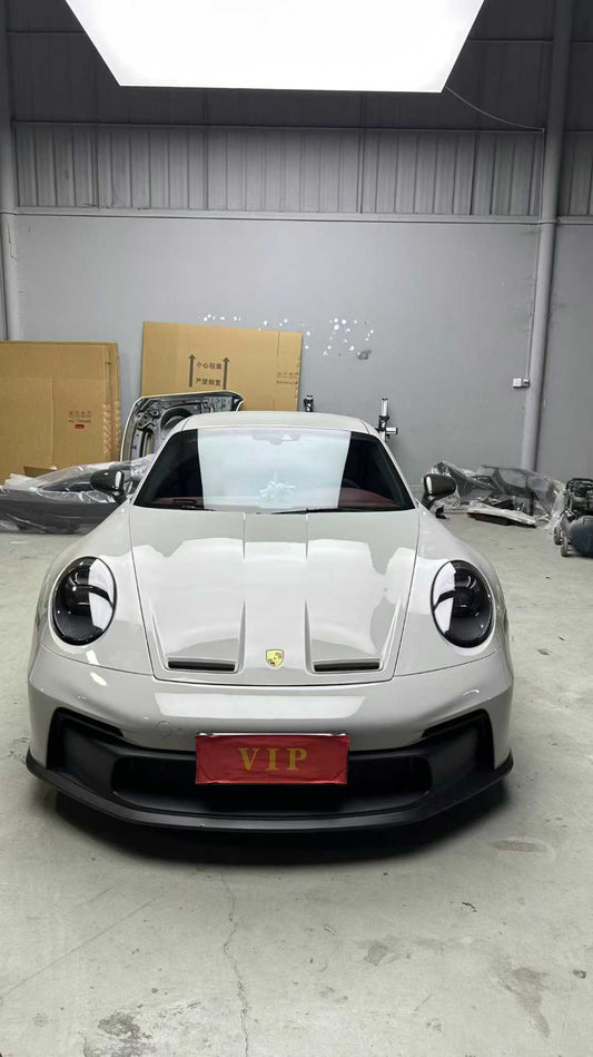 Porsche 911 992.1 Carerra Base/S/T/4/4S/Targa 4/Targa 4S/GTS/GT3/Turbo/Turbo S/ST 2020 2021 2022 2023 2024 & 911 992.2 Carerra Base/S/T/4/4S/Targa 4/Targa 4S/GTS/GT3/Turbo/Turbo S 2025-ON with Aftermarket Parts – GT2RS Conversion Style Front Bumper & Trims PP Polypropylene / Dry Pre-preg Carbon Fiber from Dupont Tech