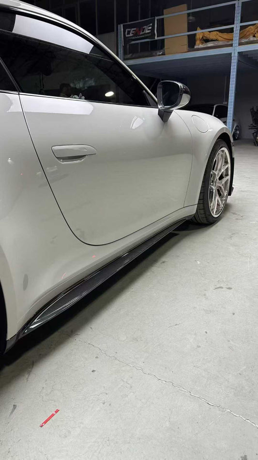 Porsche 911 992.1 Carerra Base/S/T/4/4S/Targa 4/Targa 4S/GTS 2020 2021 2022 2023 2024 & 911 992.2 Carerra Base/S/T/4/4S/Targa 4/Targa 4S/GTS 2025-ON with Aftermarket Parts - GT3 Conversion Style Side Skirts Dry Pre-preg Carbon Fiber from Dupont Tech