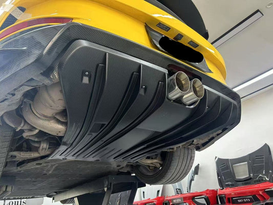 Porsche 911 992.1 Carerra Base/S/T/4/4S/Targa 4/Targa 4S/GTS 2020 2021 2022 2023 2024 & 911 992.2 Carerra Base/S/T/4/4S/Targa 4/Targa 4S/GTS 2025-ON & (designed to be installed on DuPont Tech GT3 conversion rear bumper ONLY) with Aftermarket Parts - GT3 Conversion Style Rear Diffuser Dry Pre-preg Carbon Fiber from Dupont Tech