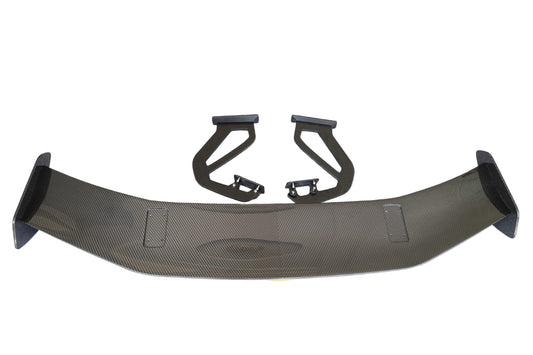 Porsche 981 Cayman (Base / S / GTS) 2012 2013 2014 2015 2016 & 718 982 Cayman (Base / T / S / GTS) 2017-ON with Aftermarket Parts - GT4RS Style Rear Wing Dry Pre-preg Carbon Fiber from Dupont Tech