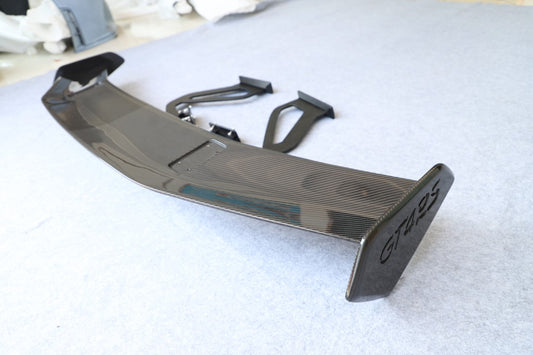 Porsche 981 Cayman (Base / S / GTS) 2012 2013 2014 2015 2016 & 718 982 Cayman (Base / T / S / GTS) 2017-ON with Aftermarket Parts - GT4RS Style Rear Wing Dry Pre-preg Carbon Fiber from Dupont Tech