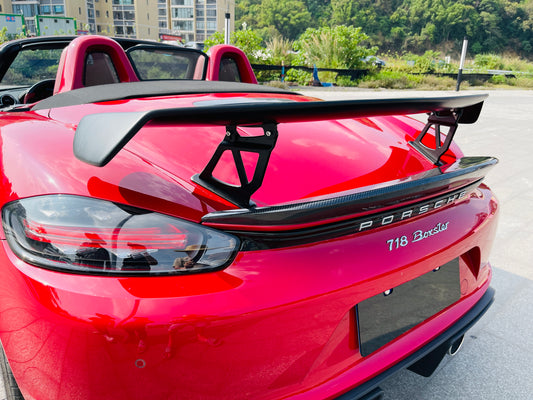 Porsche 718 982 Boxster (Base / T / S / GTS) 2017 2018 2019 2020 2021 2022 2023 2024 2025 with Aftermarket Parts - Rear Spoiler Carbon Fiber from Dupont Tech