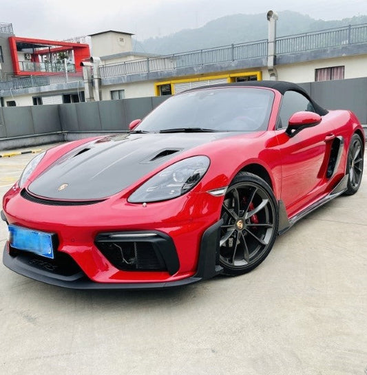 Porsche 718 982 Boxster (Base / T / S / GTS / Spyder) 2017 2018 2019 2020 2021 2022 2023 2024 2025 with Aftermarket Parts - Spyder Conversion Kit PP Polypropylene / Dry Pre-preg Carbon Fiber from Dupont Tech