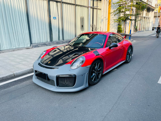 Porsche 911 991.1 Carrera Base/S/T/4/4S/Targa 4/Targa 4S/GTS/GT3/GT3RS/Turbo/Turbo S/GT3/GT3RS 2012 2013 2024 2015 2016 & 991.2 Carrera Base/S/T/4/4S/Targa 4/Targa 4S/GTS/GT3/GT3RS/Turbo/Turbo S 2017 2018 2019 with Aftermarket Parts – GT2RS Conversion Style Front Bumper & Trims PP Polypropylene / Dry Pre-preg Carbon Fiber from Dupont Tech