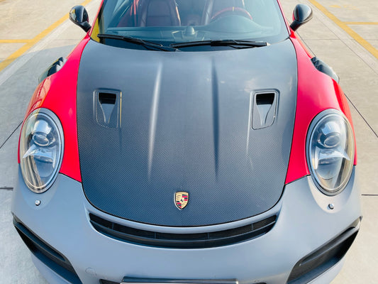 Porsche 911 991.1 Carrera Base/S/T/4/4S/Targa 4/Targa 4S/GTS/GT3/GT3RS/Turbo/Turbo S/GT3/GT3RS 2012 2013 2024 2015 2016 & 991.2 Carrera Base/S/T/4/4S/Targa 4/Targa 4S/GTS/GT3/GT3RS/Turbo/Turbo S 2017 2018 2019 with Aftermarket Parts – GT2RS Conversion Style Front Bumper & Trims PP Polypropylene / Dry Pre-preg Carbon Fiber from Dupont Tech