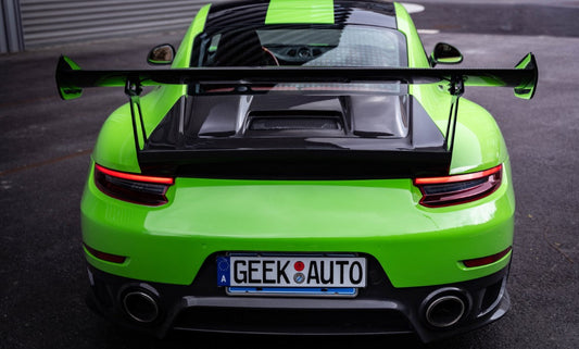 Porsche 911 991.2 Carrera Base/S/T 2017 2018 2019 with Aftermarket Parts – GT2RS Conversion Style Rear Bumper & Trims PP Polypropylene / Dry Pre-preg Carbon Fiber from Dupont Tech