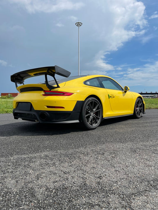 Porsche 911 991.2 Carrera Base/S/T 2017 2018 2019 with Aftermarket Parts – GT2RS Conversion Style Rear Bumper & Trims PP Polypropylene / Dry Pre-preg Carbon Fiber from Dupont Tech