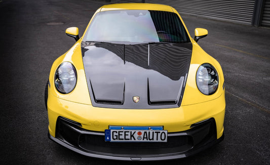 Porsche 911 992.1 Carerra Base/S/T/4/4S/Targa 4/Targa 4S/GTS/GT3/Turbo/Turbo S/ST 2020 2021 2022 2023 2024 & 911 992.2 Carerra Base/S/T/4/4S/Targa 4/Targa 4S/GTS/GT3/Turbo/Turbo S 2025-ON with Aftermarket Parts – GT2RS Conversion Style Front Bumper & Trims PP Polypropylene / Dry Pre-preg Carbon Fiber from Dupont Tech
