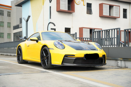 Porsche 911 992.1 Carerra Base/S/T/4/4S/Targa 4/Targa 4S/GTS/GT3/Turbo/Turbo S/ST 2020 2021 2022 2023 2024 & 911 992.2 Carerra Base/S/T/4/4S/Targa 4/Targa 4S/GTS/GT3/Turbo/Turbo S 2025-ON with Aftermarket Parts – GT2RS Conversion Style Front Bumper & Trims PP Polypropylene / Dry Pre-preg Carbon Fiber from Dupont Tech