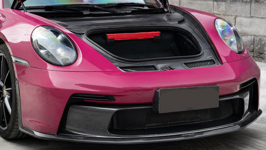 Porsche 911 992.1 Carerra Base/S/T/4/4S/Targa 4/Targa 4S/GTS/GT3/Turbo/Turbo S/ST 2020 2021 2022 2023 2024 & 911 992.2 Carerra Base/S/T/4/4S/Targa 4/Targa 4S/GTS/GT3/Turbo/Turbo S 2025-ON with Aftermarket Parts – GT2RS Conversion Style Front Bumper & Trims PP Polypropylene / Dry Pre-preg Carbon Fiber from Dupont Tech