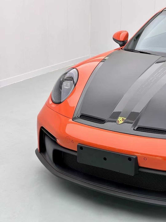 Porsche 911 992.1 Carerra Base/S/T/4/4S/Targa 4/Targa 4S/GTS/GT3/Turbo/Turbo S/ST 2020 2021 2022 2023 2024 & 911 992.2 Carerra Base/S/T/4/4S/Targa 4/Targa 4S/GTS/GT3/Turbo/Turbo S 2025-ON with Aftermarket Parts – GT2RS Conversion Style Front Bumper & Trims PP Polypropylene / Dry Pre-preg Carbon Fiber from Dupont Tech