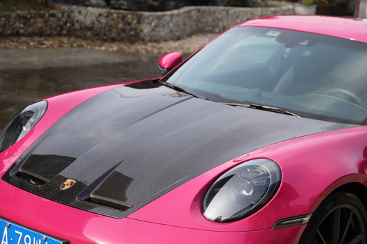 Porsche 911 992.1 Carerra Base/S/T/4/4S/Targa 4/Targa 4S/GTS/GT3/Turbo/Turbo S/ST 2020 2021 2022 2023 2024 & 911 992.2 Carerra Base/S/T/4/4S/Targa 4/Targa 4S/GTS/GT3/Turbo/Turbo S 2025-ON with Aftermarket Parts - GT3 Style Hood Dry Pre-preg Carbon Fiber from Dupont Tech