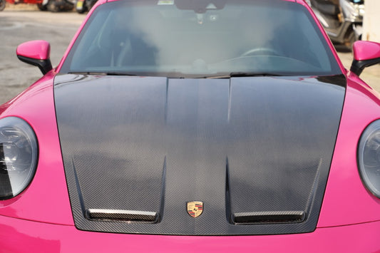 Porsche 911 992.1 Carerra Base/S/T/4/4S/Targa 4/Targa 4S/GTS/GT3/Turbo/Turbo S/ST 2020 2021 2022 2023 2024 & 911 992.2 Carerra Base/S/T/4/4S/Targa 4/Targa 4S/GTS/GT3/Turbo/Turbo S 2025-ON with Aftermarket Parts - GT3 Style Hood Dry Pre-preg Carbon Fiber from Dupont Tech