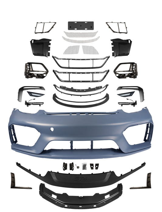 Porsche 987.1 987.2 Cayman & Boxster (all models, including Base / S / R) 2005 2006 2007 2008 2009 2010 2011 2012 with Aftermarket Parts – GT4 Conversion Style Front Bumper & Trims PP Polypropylene / Dry Pre-preg Carbon Fiber from Dupont Tech