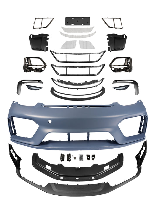 Porsche 987.1 987.2 Cayman & Boxster (all models, including Base / S / R) 2005 2006 2007 2008 2009 2010 2011 2012 with Aftermarket Parts – Spyder Conversion Style Front Bumper & Trims PP Polypropylene / Dry Pre-preg Carbon Fiber from Dupont Tech