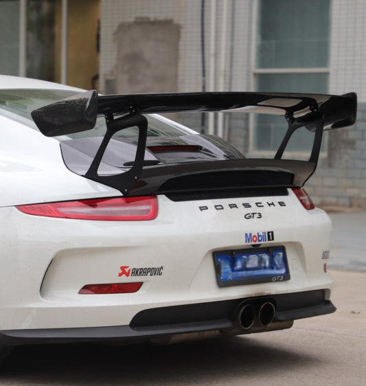 Porsche 991.1 Carrera Base/S/T/4/4S/GTS/Turbo/Turbo S 2012 2013 2014 2015 2016 & 991.2 Carrera Base/S/T/4/4S/GTS/Turbo/Turbo S 2017 2018 2019 with Aftermarket Parts - GT2RS Style Rear Wing Dry Pre-preg Carbon Fiber from Dupont Tech