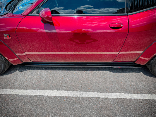 Dodge Challenger Hellcat T/A Scat Pack 392 SRT R/T SXT SE 2008-2023 (suitable for narrowbody, widebody requires slight modification to corners) with Aftermarket Parts - Side Skirts Carbon Fiber / FRP from CMST Tuning