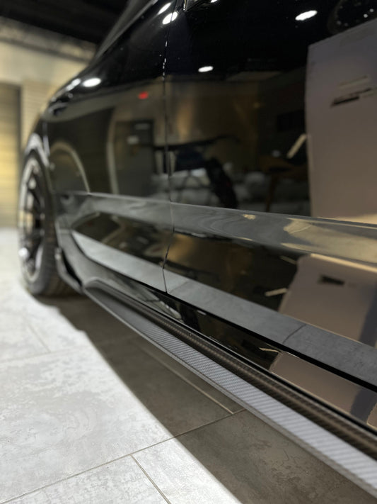 Audi RS5 B9.5 2020 2021 2022 2023 2024 2025 with Aftermarket Parts - Side Skirt Overlay Trim Dry Pre-preg Carbon Fiber from Karbel Carbon