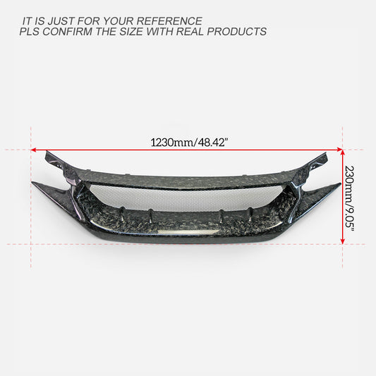 Honda Civic Type-R FK8 2017 2018 2019 2020 2021 with Aftermarket Parts - JS Style Front Grill & Front grill Emblem holder Carbon Fiber / FRP from EPR USA
