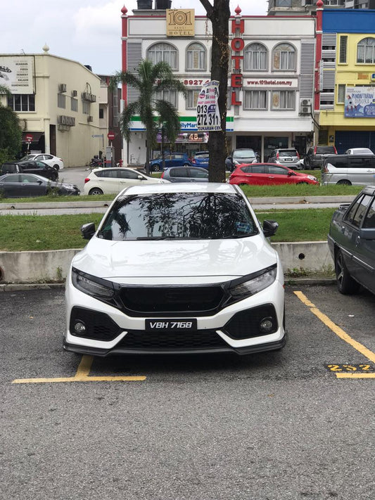 Honda Civic Type-R FK8 2017 2018 2019 2020 2021 with Aftermarket Parts - JS Style Front Grill & Front grill Emblem holder Carbon Fiber / FRP from EPR USA