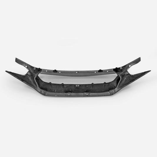 Honda Civic Type-R FK8 2017 2018 2019 2020 2021 with Aftermarket Parts - JS Style Front Grill & Front grill Emblem holder Carbon Fiber / FRP from EPR USA