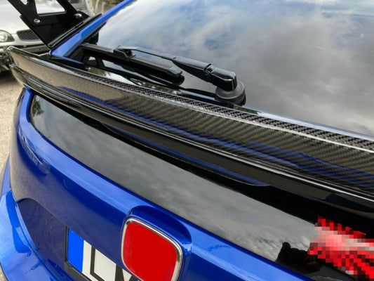 Honda Civic Type-R FK8 2017 2018 2019 2020 2021 & Civic 10th Gen FK7 2017 2018 2019 2020 2021 with Aftermarket Parts - HK Style Rear Spoiler Carbon Fiber / FRP from EPR USA
