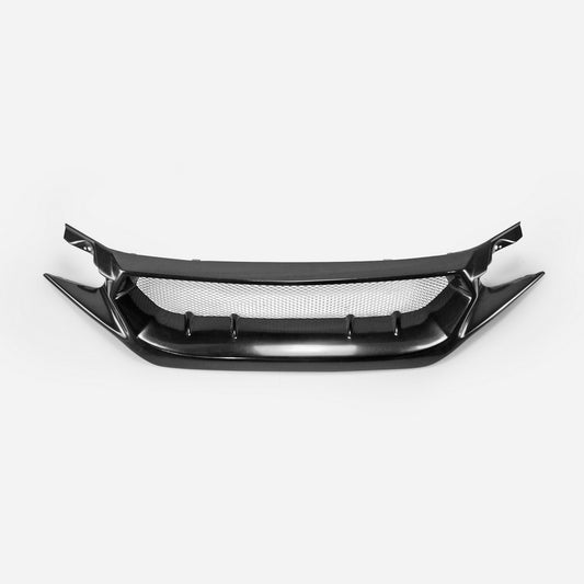 Honda Civic Type-R FK8 2017 2018 2019 2020 2021 with Aftermarket Parts - JS Style Front Grill & Front grill Emblem holder Carbon Fiber / FRP from EPR USA