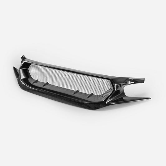 Honda Civic Type-R FK8 2017 2018 2019 2020 2021 with Aftermarket Parts - JS Style Front Grill & Front grill Emblem holder Carbon Fiber / FRP from EPR USA