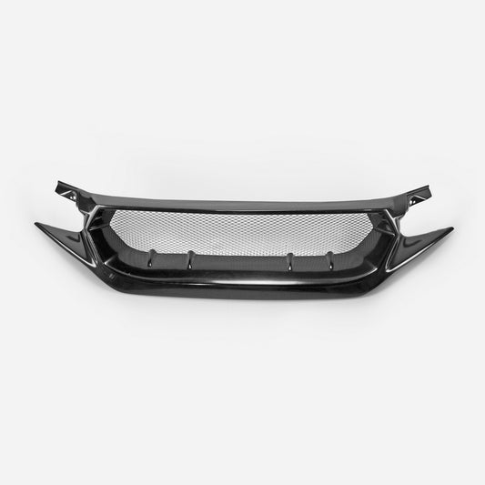Honda Civic Type-R FK8 2017 2018 2019 2020 2021 with Aftermarket Parts - JS Style Front Grill & Front grill Emblem holder Carbon Fiber / FRP from EPR USA
