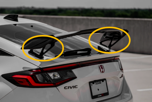Honda Civic Type-R FL5 2023 2024 with Aftermarket Parts - Rear Spoiler & Spoiler Leg Carbon Fiber / Aluminum from EPR USA